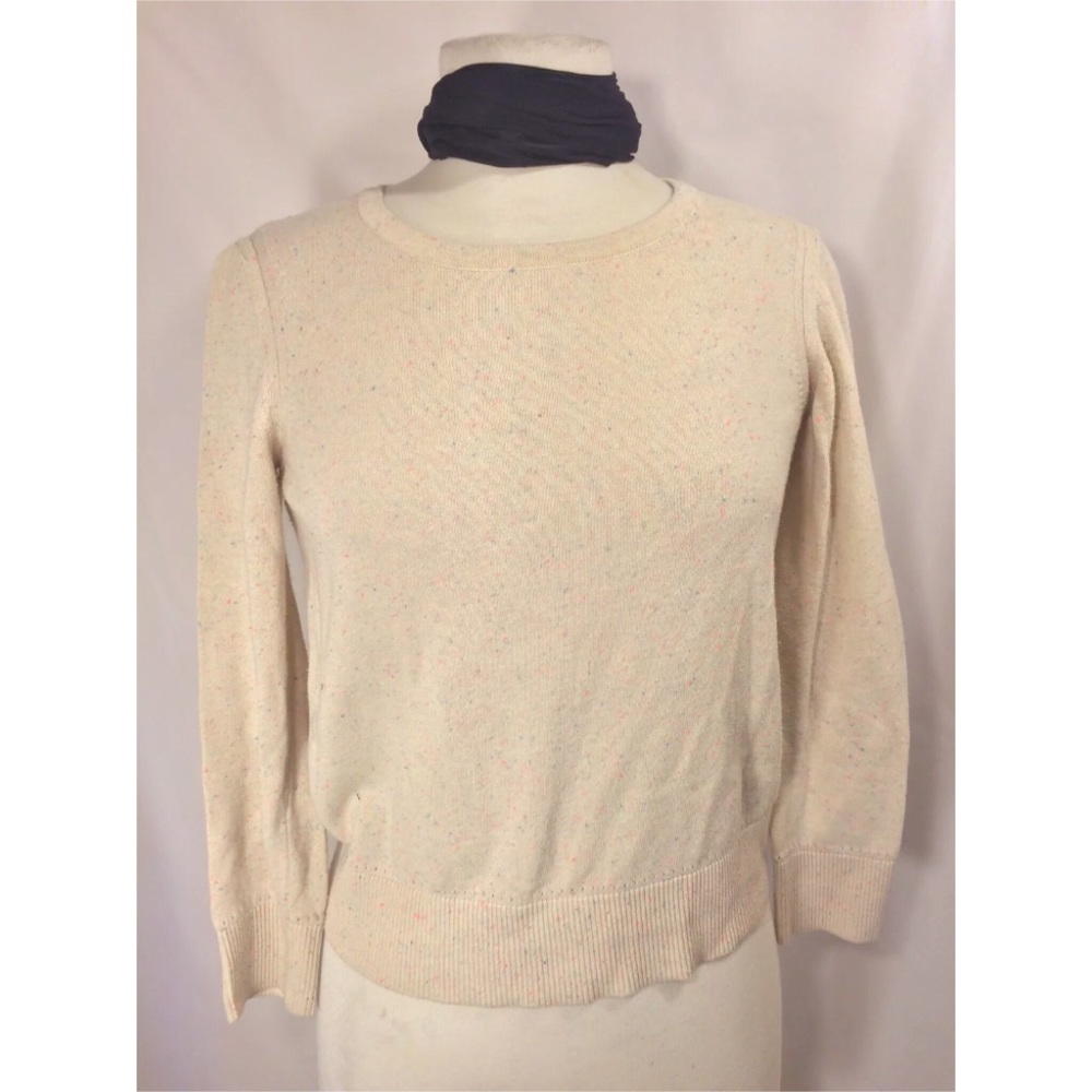 Rag And Bone KNIT Sweater Beige w/ Neon Specs Sz S